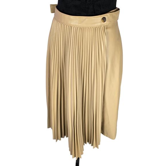 3.1 Phillip Lim Women's Faux-Leather Asymmetric Pleated Midi Skirt Size 4 - Picture 13 of 13